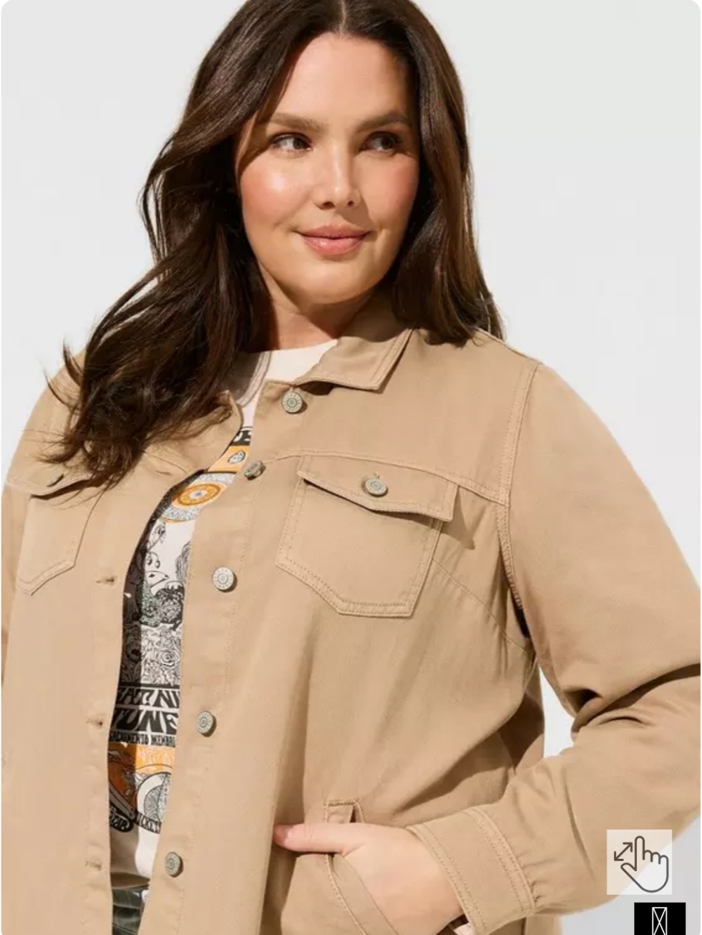 Torrid Tan Denim Shacket - Women's Lightweight Button-Front - Picture 4 of 12